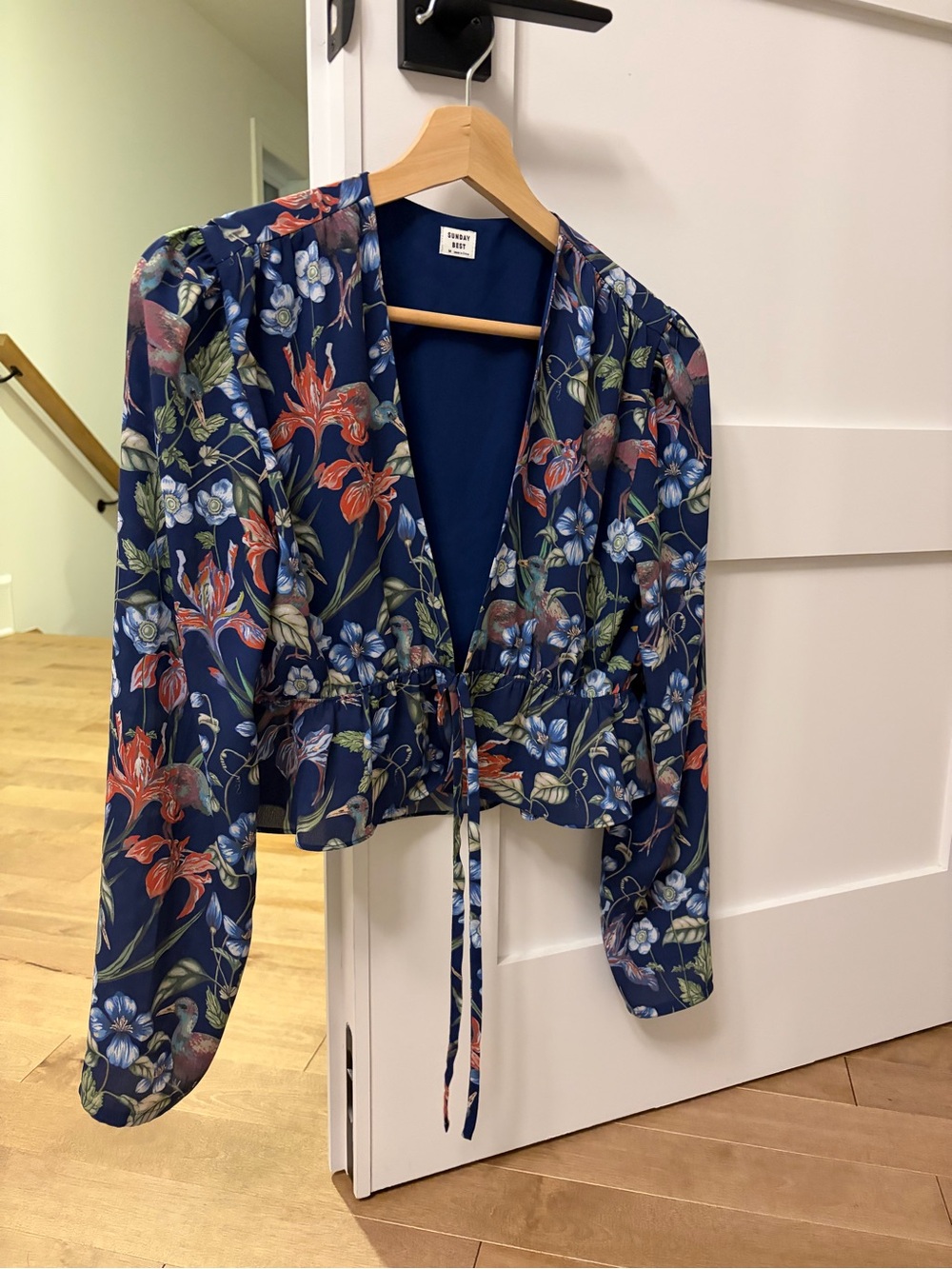 Aritzia Sunday best Floral Tie-Front Blouse top
